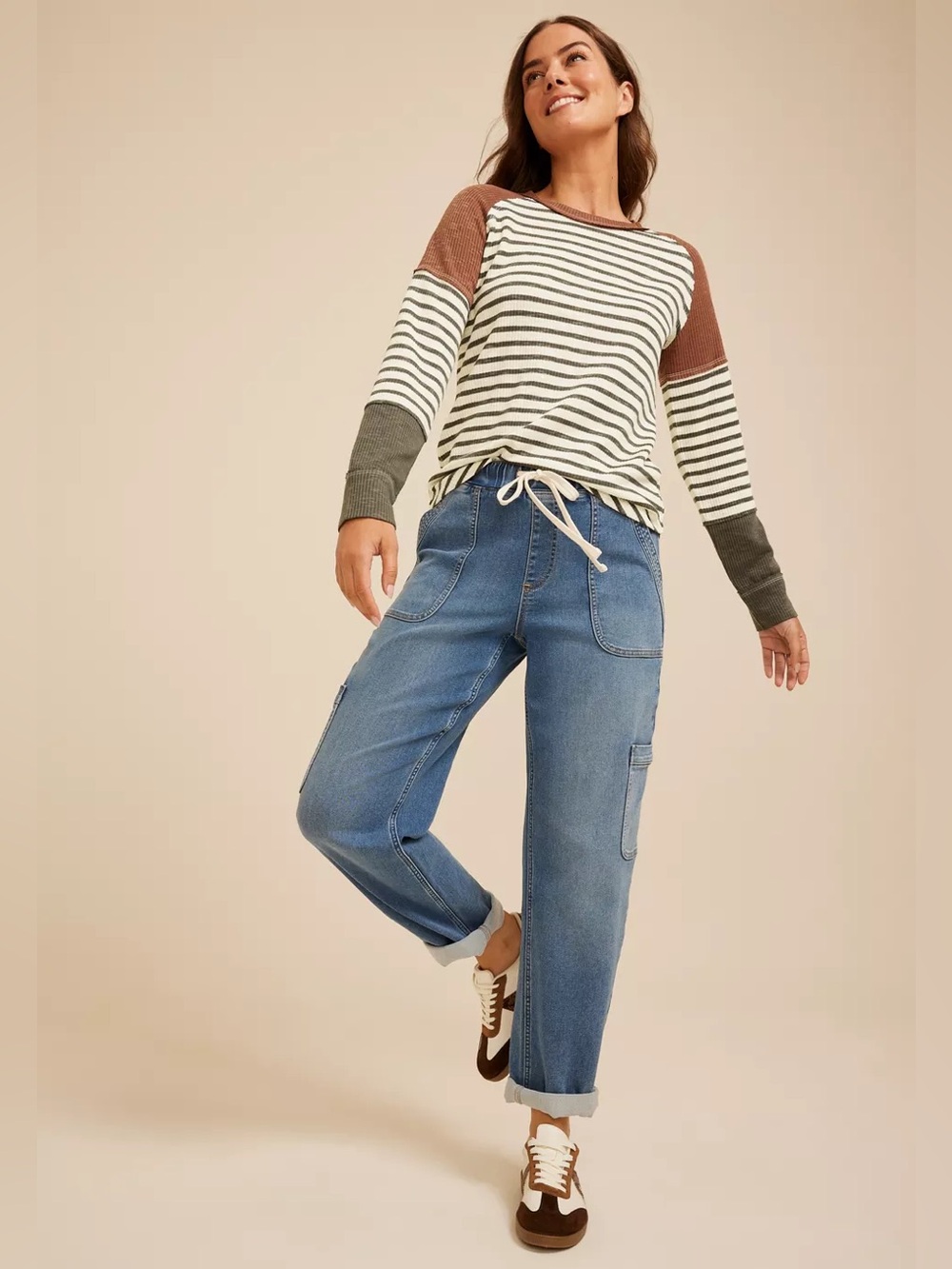 colorblock striped raglan tee